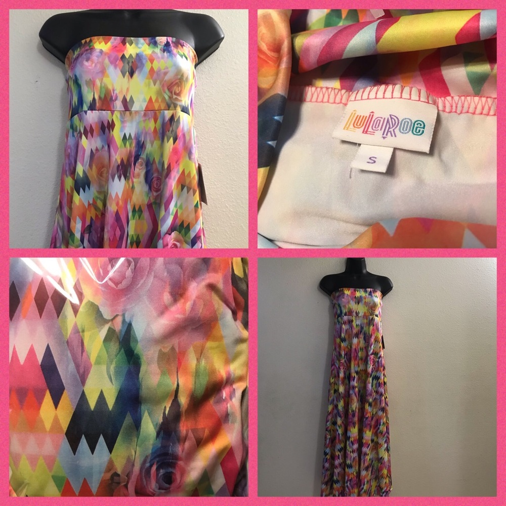 RARE Lularoe Rainbow Rose Kaleidoscope Maxi Dress
